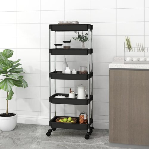 Kuhinjska kolica s 5 razine crna 42x29x128 cm željezo i ABS Slike