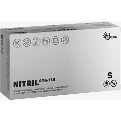 Espeon Nitril Sparkle Pearlescent Silver nitrilne rukavice bez pudera veličina S 2x50 kom Cijene