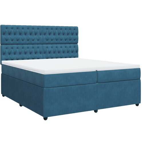 VidaXL Krevet s oprugama i madracem tamnoplavi 200x200 cm bar&amp;scaron;unasti Slike