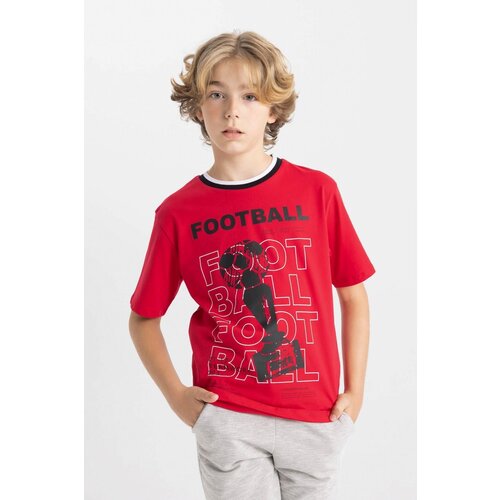 Defacto Boy's Crew Neck Printed Short Sleeve T-Shirt Cene