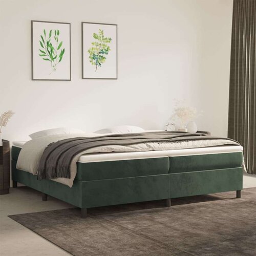  Box spring postelja z vzmetnico temno zelena 200x200 cm žamet, (20726237) Slike