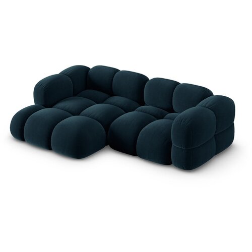 Cosmopolitan Design Temno modra žametna kotna sedežna garnitura (levi kot/z ležalnikom) Loretto &amp;ndash; Slike