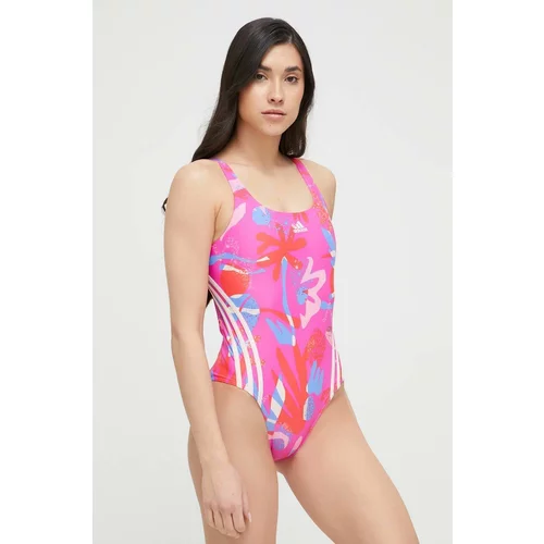 Adidas Jednodijelni kupaći kostim Floral boja: ružičasta, mekane košarice