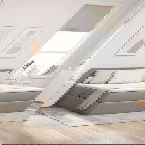  Krevet S LED lampica s pohranom Sivo-smeđa 180 x 200 cm tkanina Cijene