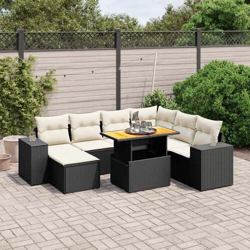 vidaXL 8-dijelni set vrtnih sofa od poliratana s jastucima crni Cijene