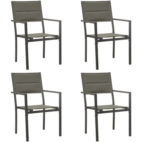  Vrtne stolice 4 kom od tekstilena i čelika sive i antracit