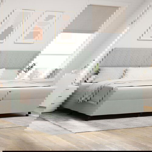 vidaXL Krevet s podnicom i madracem & LED svjetlom svijetlosiva 200x200 cm baršun Cene