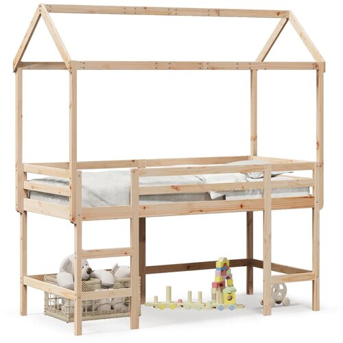 Maison Chic Postelja za odrasle - Posteljni Okvir z lestvijo in streho 90x200 cm borovina, (22082599) Cene
