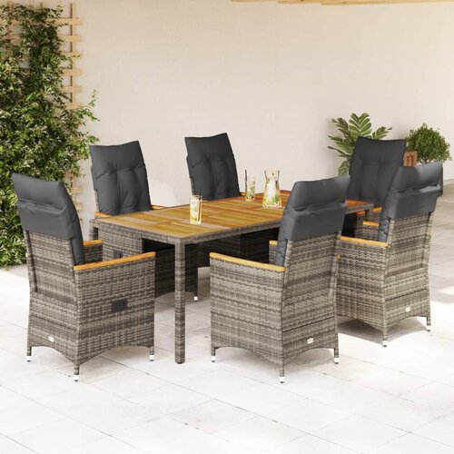  7-dijelni vrtni blagovaonski set sivi od poliratana Siva 190 x 90 x 75 cm Slike
