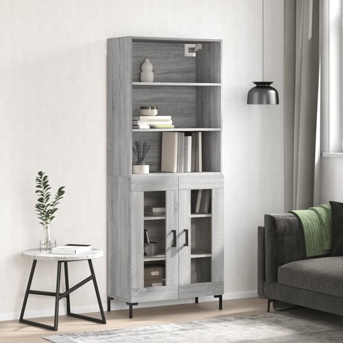 The Living Store Visoka komoda siva sonoma 69,5x34x180 cm inženirski les - Visoka Omara, (21430649) Slike