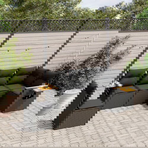 vidaXL 5-dijelna vrtna garnitura od poliratana s jastucima crna Cijene
