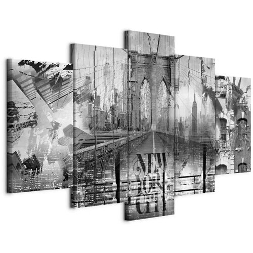  Slika - New York City Collage (5 Parts) Wide Black and White 225x112.5 Standard Cijene