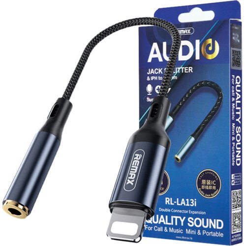 Remax ADAPTER LIGHTNING ADAPTER NA MINI JACK 3.5MM 0.13M GRAPHITE, (22006498) Slike