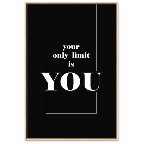  Slika - Key to Success (1-part) - Black and White English Inscriptions 60x90 U prirodnom drvenom okviru Slike