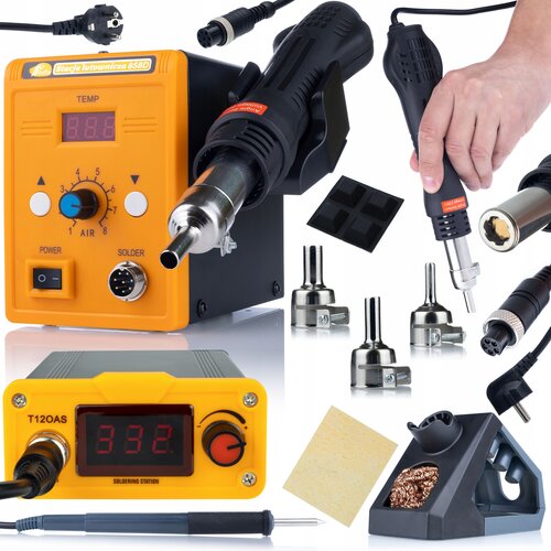 Rosfix KOMPLET SPAJKALNE POSTAJE T12 ORANGE AKBASH STANDARD T12OAS ELECTRIC PRO SERIES + 858D POSTAJA ZA SPAJKANJE Z VROČIM ZRAKOM + KOMPLET 3 ŠOB, (21739278) Cene