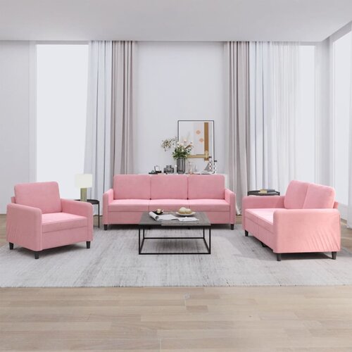  3-dijelni set sofa ružičasti bar&amp;scaron;unasti Slike