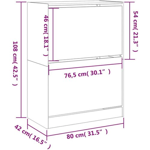 vidaXL Omarica za čevlje z 2 predaloma črna 80x42x108 cm Cene