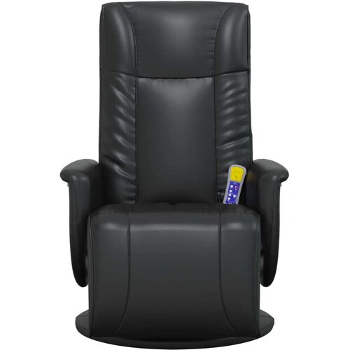 VidaXL Masažni naslonjač od umjetne kože s osloncem za noge crni Slike