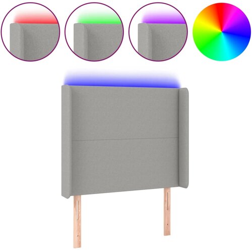 Maison Chic led posteljno vzglavje - vzglavna omarica - nočna omarica svetlo sivo 93x16x118/128 cm blago, (21712373) Slike