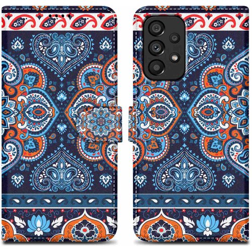Cadorabo Ohi&scaron;je, združljiv s Samsungom - Design Blue Mandala &scaron;t. 1 - Za&scaron;čitni pokrov z magnetnim zapiranjem, funkcijo stojala in režo za kartico, (20695011) Cene