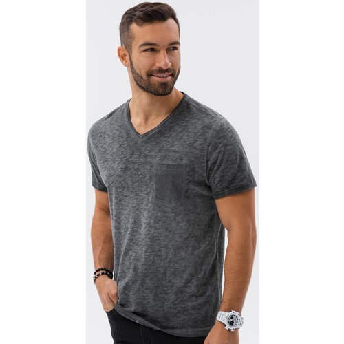 Ombre majice s kratkimi rokavi mo&amp;scaron;ka majica (S1388BLACK) pisana Slike