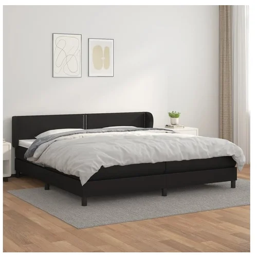  Box spring postelja z vzmetnico črna 200x200 cm umetno usnje