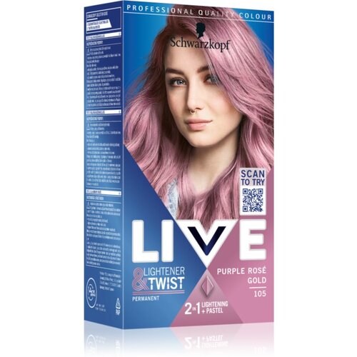 Schwarzkopf LIVE Lightener & Twist trajna boja za kosu za posvjetljivanje kose nijansa 105 Purple Rosé Gold 1 kom Cijene