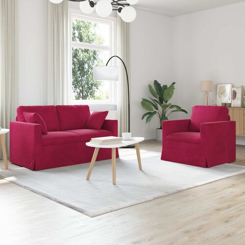  Set sofe 2 pcs Vinska crvena 138 x 78 x 80 cm Baršun Cene
