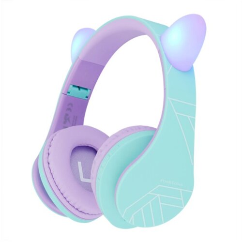 POWERLOCUS P2 Kids Headphones purple /turquoise with Ears Slike
