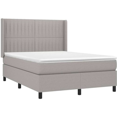  Krevet s oprugama i madracem svjetlosivi 140x190 cm od tkanine Slike