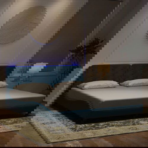 vidaXL Okvir kreveta s LED svjetlima plavi 180 x 200 cm baršunasti Cijene