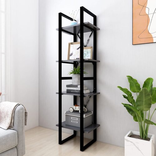  The Living Store Knjižna omara 4-nadstropna siva 40x30x140 cm iverna plošča - Knjižna Omara, (21431608) Cene