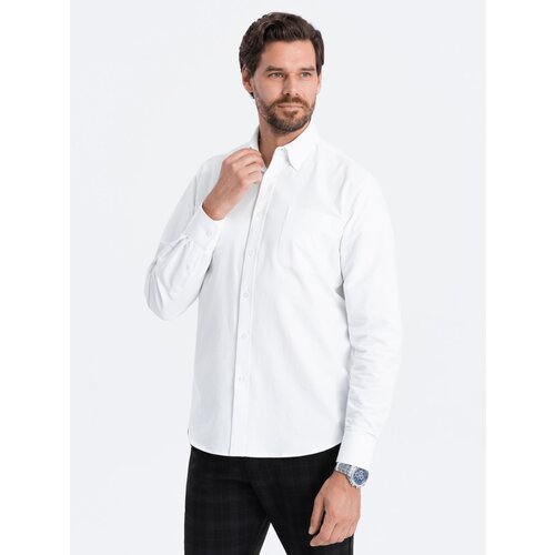 Ombre Oxford REGULAR men's fabric shirt - white Cene