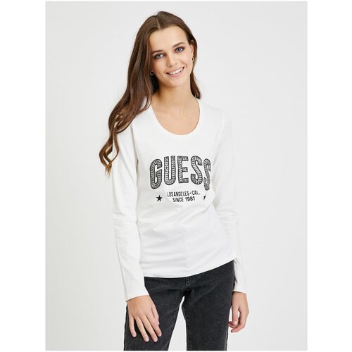 Guess White Women's Long Sleeve T-Shirt Mirela - Women Cene