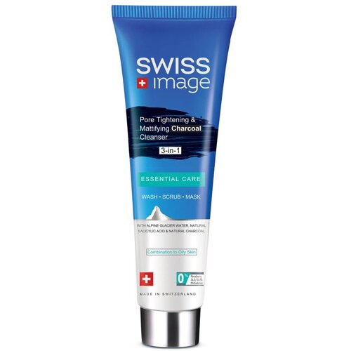 Swiss Image Essential Care Pore Tightening &amp;amp; Mattifying Charcoal Cleanser čistilna krema, piling in maska 100 ml unisex Slike