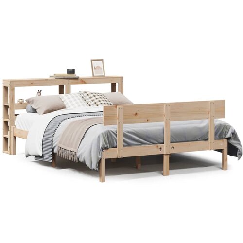 Maison Chic Posteljni okvir - Dvoposteljna postelja - Zakonska postelja brez vzmetnice 140x190 cm trdna borovina-J10785, (21761103) Cene