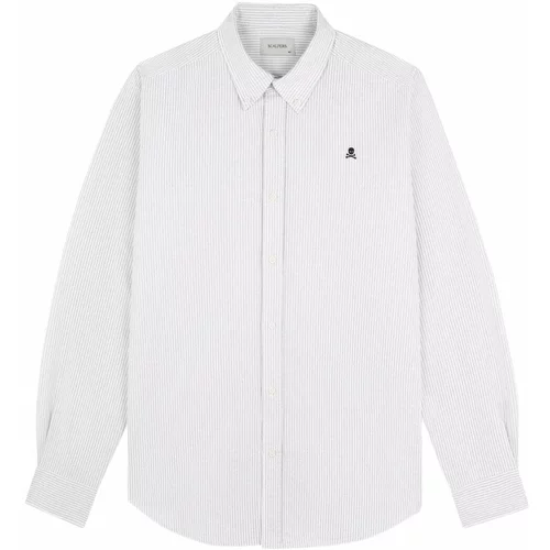 Scalpers Poslovna košulja 'New Oxford' svijetlosiva / bijela
