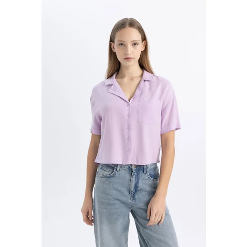 Defacto Cool Oversize Fit Pajama Collar Short Sleeve Shirt