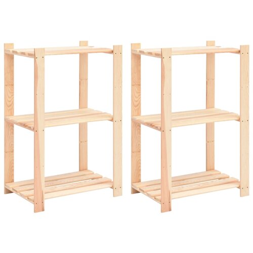 VidaXL Stalci za pohranu s 3 razine 2 kom 60x38x90 cm borovina 150 kg Slike