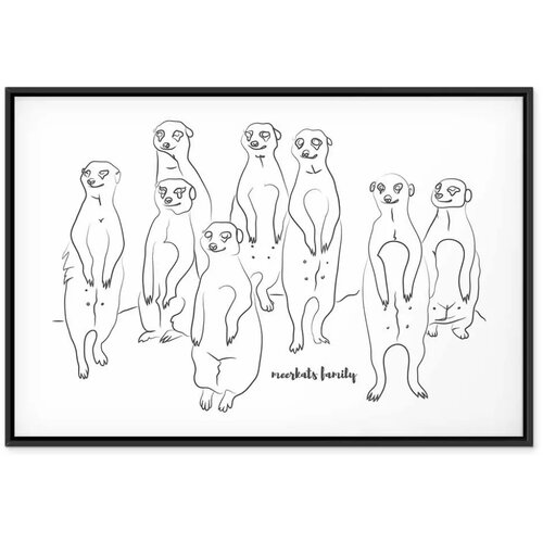  Slika - Animal Patrol (1-part) - Meerkats on Black and White Background 90x60 U crnom drvenom okviru Cene