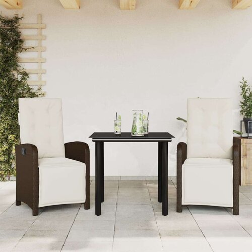  3-dijelni bistro set s jastucima smeđi od poliratana Slike