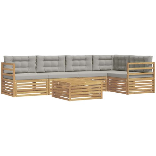  Set vanjskih sofa 6 kom. Bijela i svjetlosiva Poliester Slike