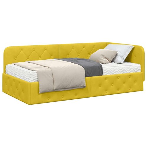 VidaXL Kutni okvir kreveta s madracem Žuta 90 x 190 cm Bar&amp;scaron;un Slike