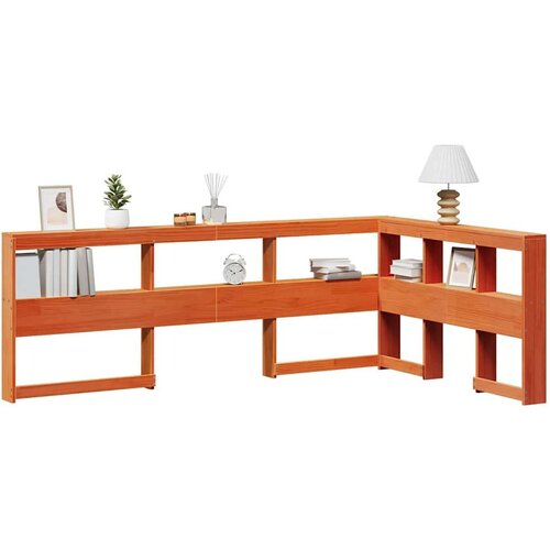  Knjižnica vzglavje L-oblike voščeno rjava 120 cm trdna borovina Cene