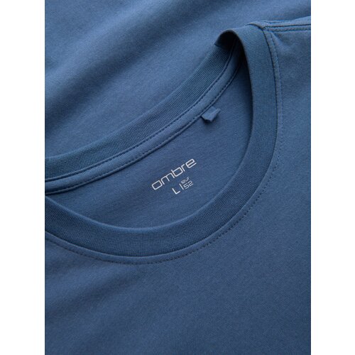 Ombre Streetstyle men's cotton pocket print t-shirt - indigo Cene