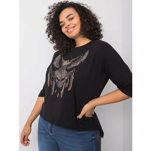 Fashion Hunters Black cotton blouse with patches