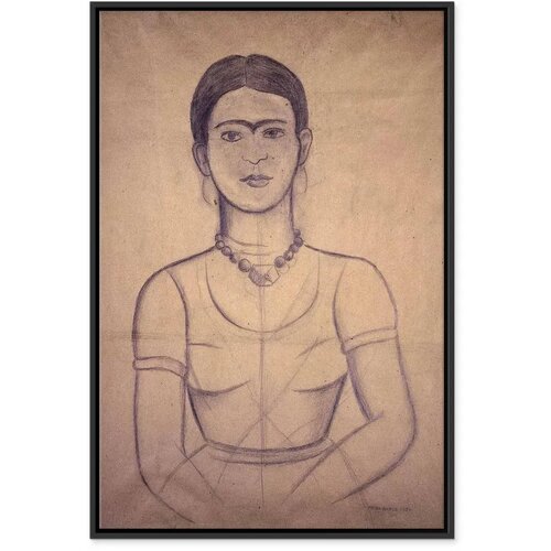  Slika - Frida Kahlo &amp;ndash; Self-Portrait 1929 (charcoal drawing) 40x60 U crnom drvenom okviru Slike