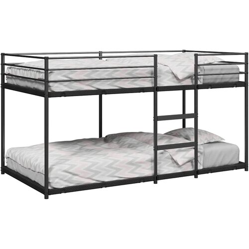 VidaXL Dvoposteljna postelja brez leži&amp;scaron;ča Black 100x190 cm Steel Slike