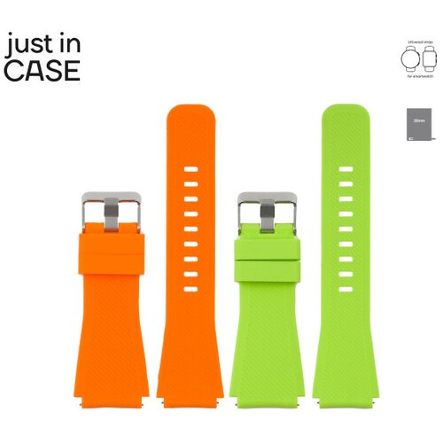Just In Case 2u1 narukvica 22mm orange silikon + neon zelena silikon Cene