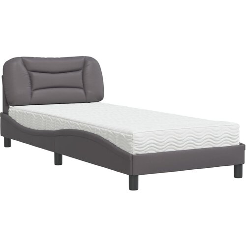 VidaXL Postelja z vzmetnico siva 90x200 cm umetno usnje, (21216523) Slike